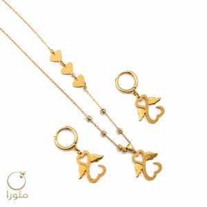 نیم ست طلا طرح قلب و فرشته کد 27003