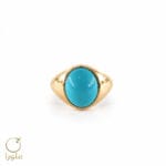 انگشتر فیروزه طلا رکاب زرد ساده کد 23001 وزن 3.61 گرم