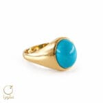 خرید انگشتر فیروزه طلا رکاب زرد ساده کد 23001 وزن 3.61 گرم کم اجرت