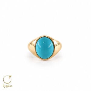 انگشتر فیروزه طلا رکاب زرد ساده کد 23001 وزن 3.61 گرم