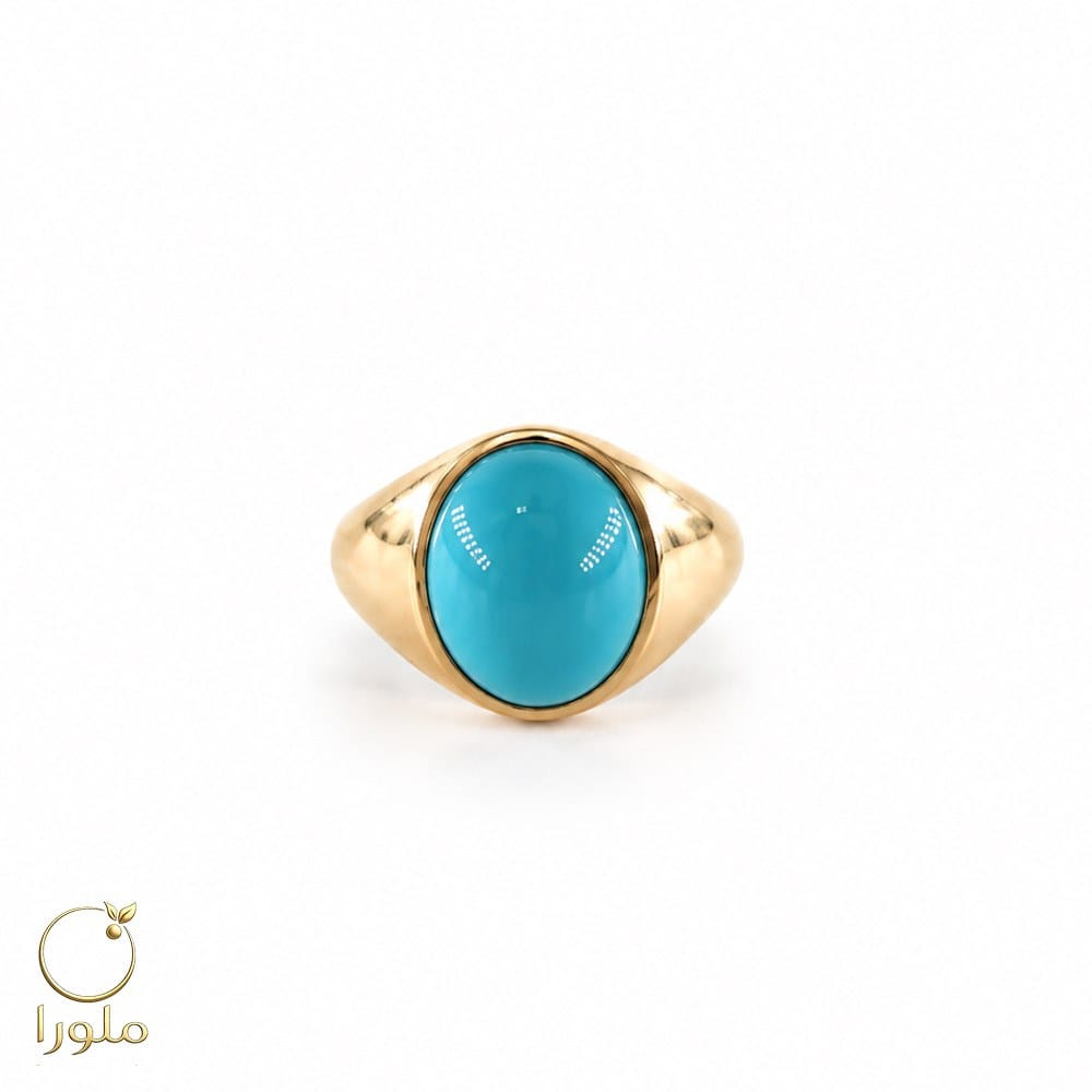 انگشتر فیروزه طلا رکاب زرد ساده کد 23001 وزن 3.61 گرم