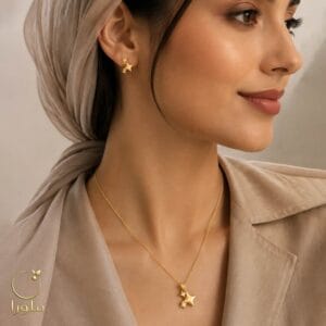 تن پوش نیم ست ستاره طلا زنانه کد 27004 وزن 2.42 گرم