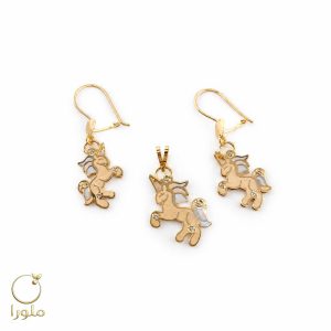 نیم ست پلاک و گوشواره طرح اسب طلا کد 27002