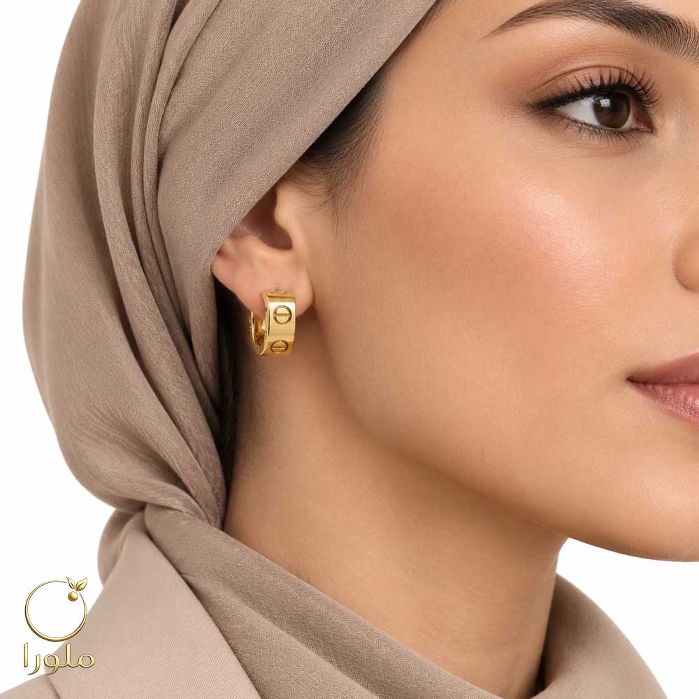 تن پوش گوشواره طلا حلقه ای لاو کارتیه کد 24005