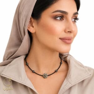 تن پوش گردنبند منجوق و مروارید با گوی طلا آلبرنادو کد 11005 وزن طلا 40 سوت