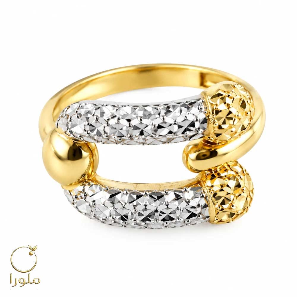 انگشتر بولگاری طلا طرح فیوژن دو رنگ بدون نگین کد 23015