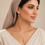 تن پوش نیم ست بالرین طلا دو رنگ – پلاک و گوشواره کد 27006