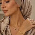 سرویس طلا تراشدار طرح برگ زیتون وی شکل کد 26004 - تصویر 2