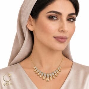 تن پوش گردنبند فیوژن طلا طرح آبشاری دو رنگ کد 21003 مستعمل و بدون اجرت