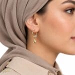تن پوش گوشواره حلقه ای طلا با آویز ستاره و گوی کد 24006 وزن 1.97 گرم