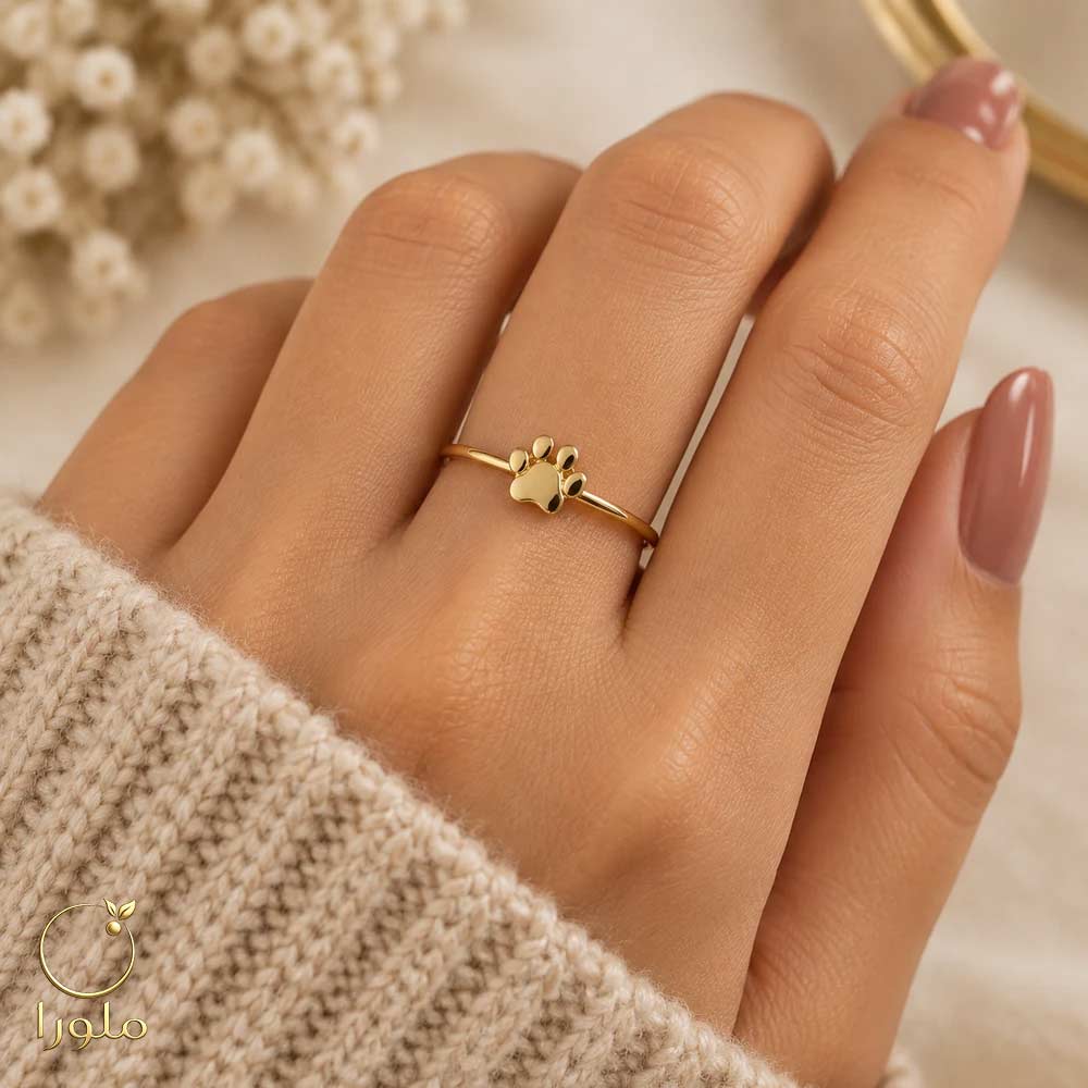 تن پوش انگشتر طلا زنانه طرح پنجه گربه کد 23018
